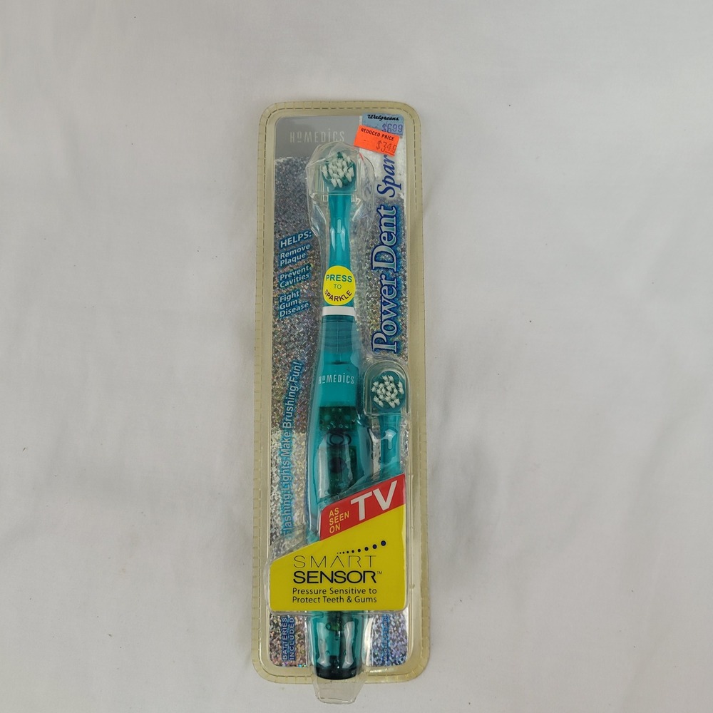 HoMedics PowerDent Sparkle Electric Toothbrush Smart Sensor Teal PT-5RH New